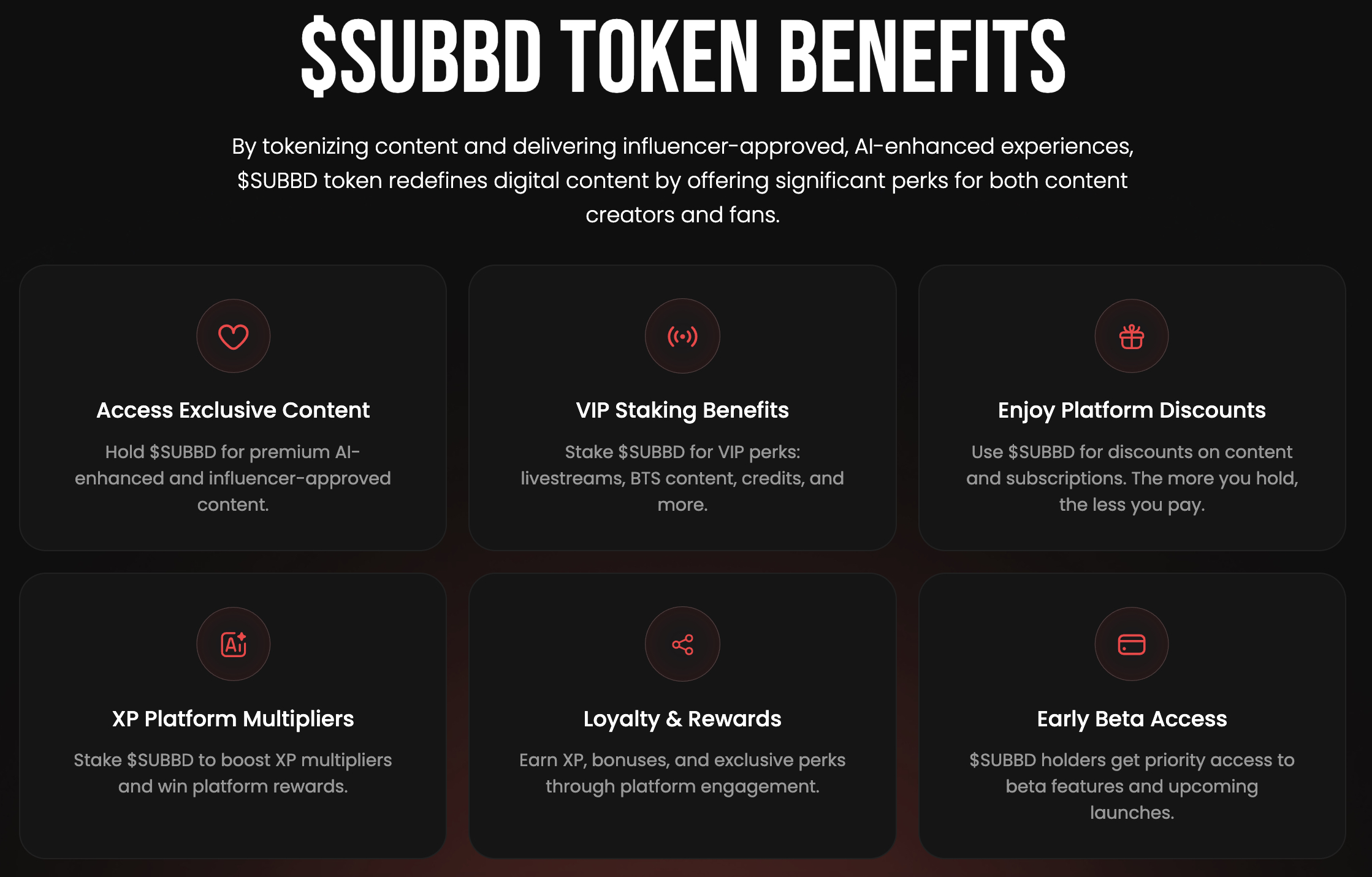 SUBBD Token ($SUBBD) benefits.